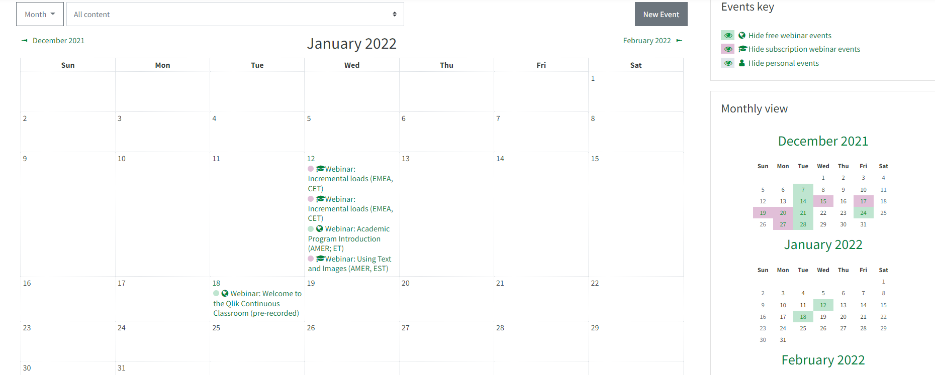 Calendar Monthly View